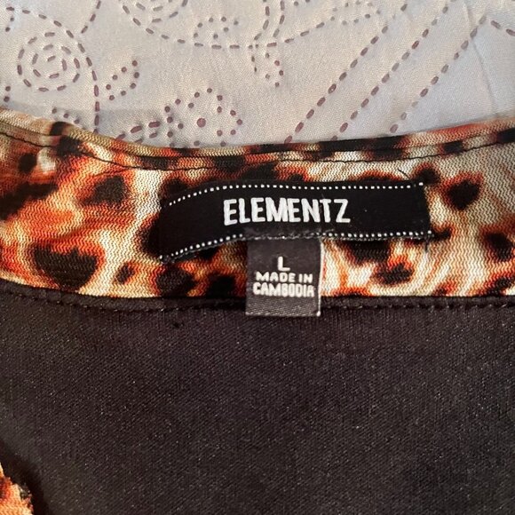 Elementz Women's Animal Print‎ Brown Blouse Top Size L - Picture 3 of 5